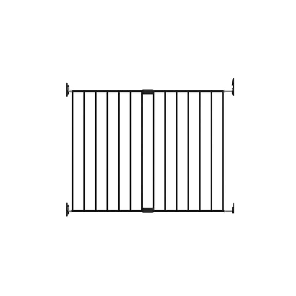 Adjustable Pet Safety Swing Gate, Hardware-Mounted Metal Gate for Stairs and Doorways, Secure Latch for Pets (Black, 24"-40.5" W x 28.75" H)