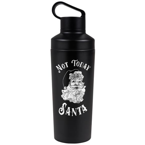 bCreative - LCT Creative Official Not Today Santa 18 oz Insulated Water Bottle, Leak Resistant, Vacuum Insulated Stainless Steel with 2-in-1 Loop Cap