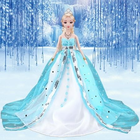 Princess Wedding Dress Noble Party Gown for Ice Princess Doll Outfit Best Gift for Girl' Doll Color:blue Height:without