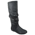 thumbnail image 1 of ZULUU Soda Brand Knee High Women Basic Boots Flat Slouchy Boots Faux Slip on Leather Black PU, 1 of 3