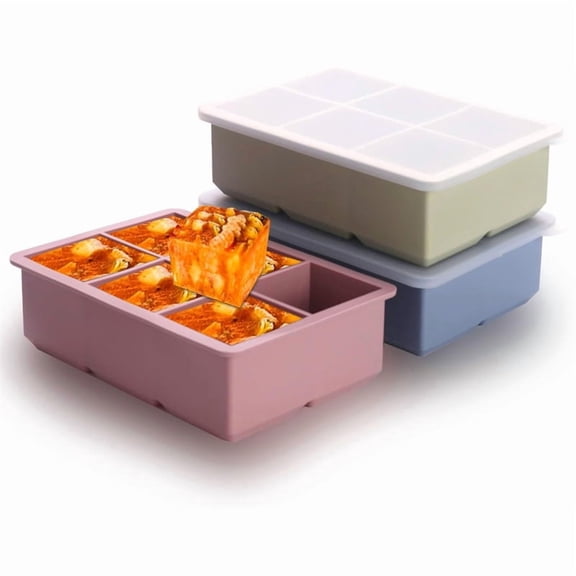 1/2 Cup Silicone Freezer Tray with Lid,Silicone Freezer Molds 3-Pack for Meal Prep & Freezing of Various Sauces Dishes