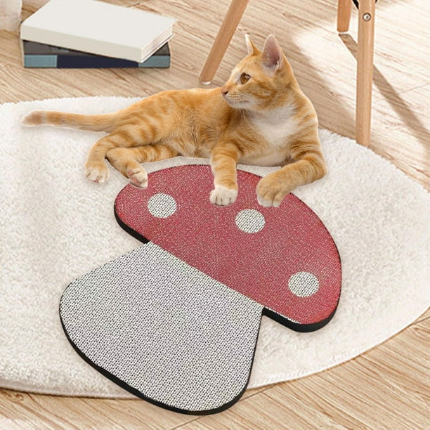 Almohadilla rascadora para gatos, almohadilla corrugada para rascar, alfombra con forma de seta roja, cojín para mascotas, almohadilla para dormir,