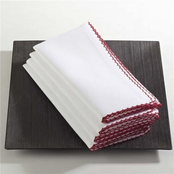 SARO  20 in. Square Whip Stitched Napkin - Gold  Set of 4