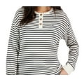 thumbnail image 2 of Tommy Hilfiger Womens Long-Sleeve Striped Boxy Henley Top Ivory Mult L, 2 of 3