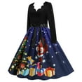 thumbnail image 1 of Robe Vintage Patchwork Rockabilly pour Femmes Robe de Fête de Noël avec Nœud, 1 of 8