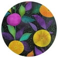 thumbnail image 2 of Round Area Rug Vibrant Citrus Floral Dark Background Indoor Floor Area Mat Stain-Proof Mat Non-Skid Rugs for Living Room Dining Kitchen Bedroom, 2 of 7