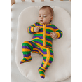 thumbnail image 4 of BemeyourBBs Newborn Baby Mardi Gras Carnival Outfits Stripe Footed Romper Long Sleeve Zip Up Round Neck Footed Jumpsuit, 4 of 9