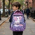 thumbnail image 4 of Yspwyqan Kids Boys Backpack, 17 Inch Lightweight Large Capacity School Bag, Glitter Purple Axolotl Adjustable Straps Multi-Pocket Daypack for Elementary Middle Travel, 4 of 7