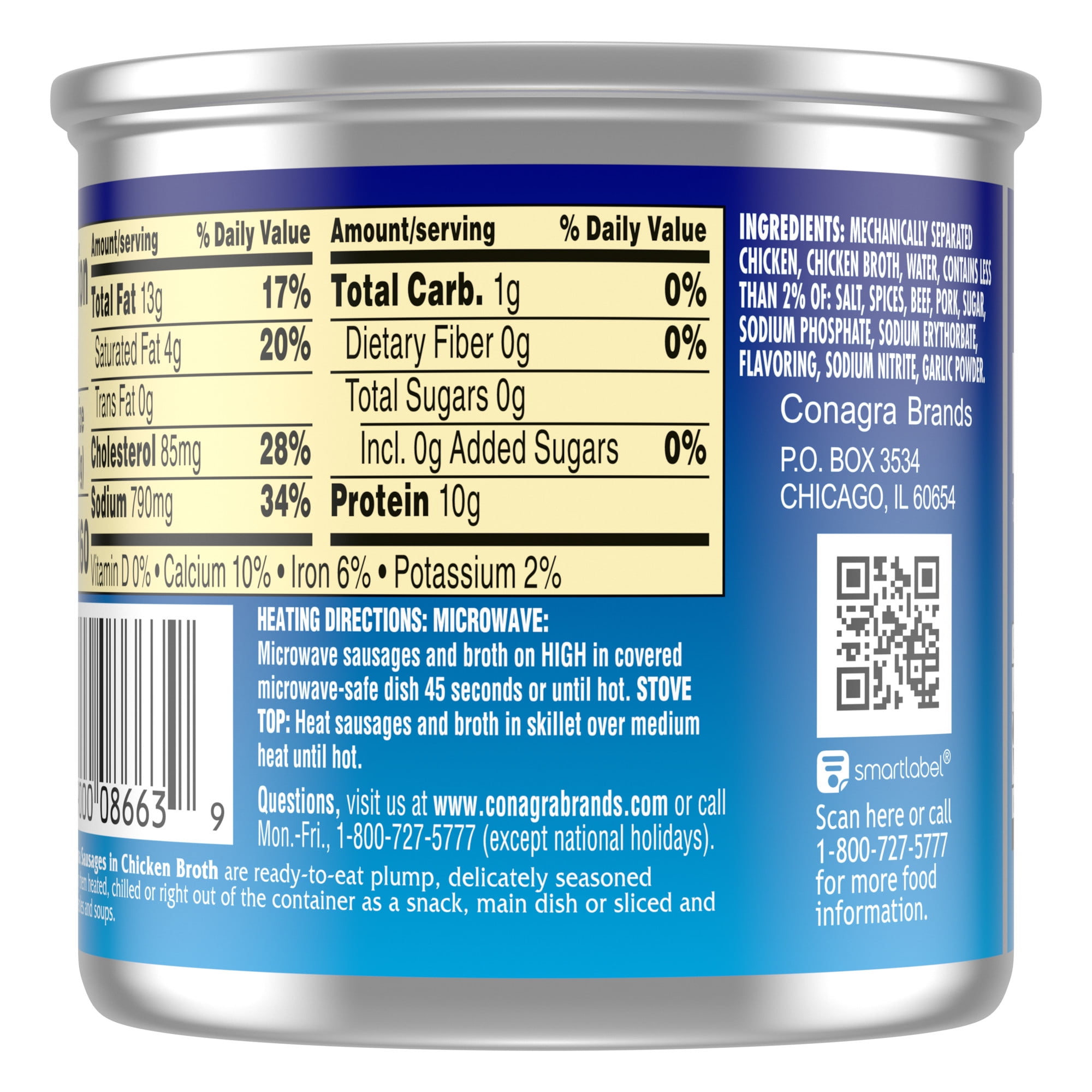 (2 pack) Libby's Vienna Sausage in Chicken Broth, 10g Protein Per Serving, Canned Sausage, 4.6 oz.Can
