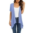 thumbnail image 2 of Pyhlmscde Lightweight Cardigans for Women, Womens Cardigan, Early Fall Fashion, Women Short Sleeve Cardigans for Women Casual Drape Front Lightweight Cardigan with Pocket Light Blue 3XL, 2 of 5