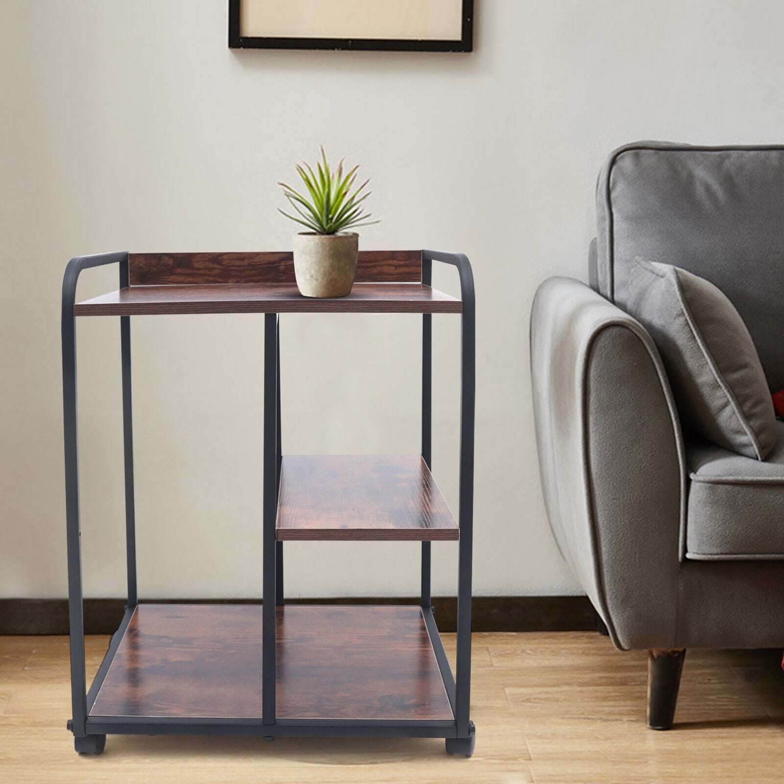 Miumaeov Mobile Wood Printer Stand Holder 3Tier Printer Table Rolling