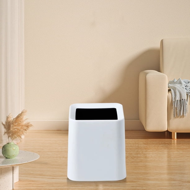 Mini Desktop Trash Can | Small Square Open Bin for Office, Living Room, Study, Coffee Table Organization | Plastic Waste Container | Multi-Use Storage | White/Gray/Pink/Blue/Black | 5.2x5.2x6 in | 1