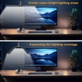 thumbnail image 3 of 24W LED Desk Lamp with 2-in-1 Weighted Base & Clamp, 26.8" Dual Monitor Light Bar, Remote, Eye-Caring Red Light Beads, Stepless Dimming, Adjustable Architect Swing Arm for Home Office, Black, 3 of 7