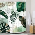 thumbnail image 2 of Green Leaf Mid Century Tropical Bohemian Shower Curtain for Bathroom Boho Abstract Plant Botanical Bathroom 60Wx72L Inches Palm Curve Minimalist Colorful Bath Accessories Art Home Decor Fabric, 2 of 6