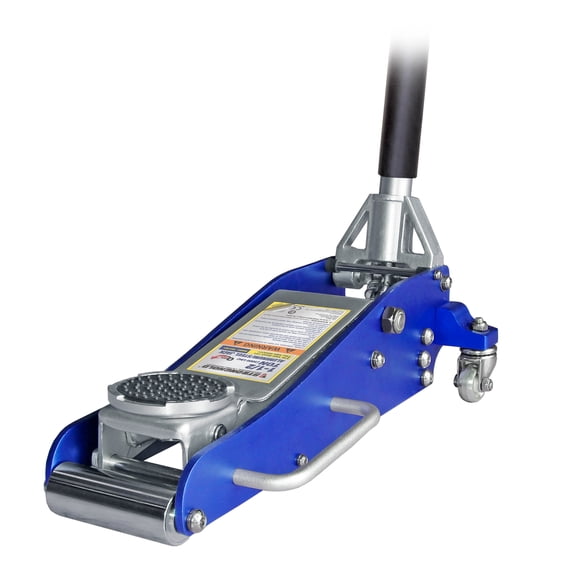 STRONGHOLD 1.5 Ton(3000Lbs) Low Profile Aluminum&Steel Floor Jack,Dual Hydraulic Pump, Lifting Range 3.15" to 14", Fits Most Cars, Light SUVs, Small Pickups, Blue&Silver