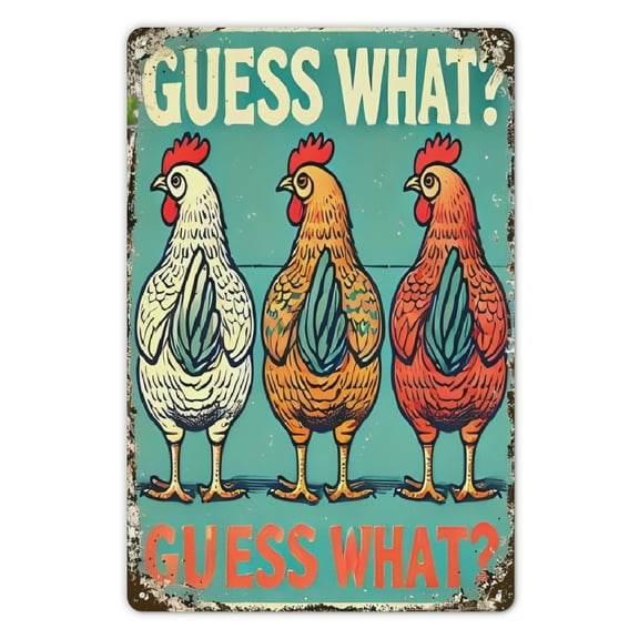 Chicken Butt Sign for Farmers, Funny Hen Welcome Wall Decor, Room Decor Farmhouse Metal Plaque,  8x12 Inch - Pack of 1