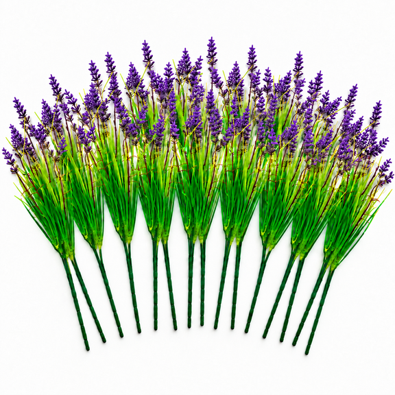 YESGIRL 15 Bundles Artificial Flowers for Outdoors, Height-Adjustable 11-16 in UV-Resistant Fake Lavender for Porch, Planters and Window Boxes