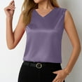 thumbnail image 4 of Women's V Neck Satin Camisole Top Lightweight Smooth Tank Blouse For Daily Vacation Spring Summer Outfits, 4 of 6