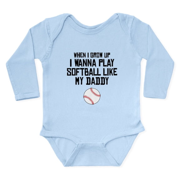 CafePress - Softball Like My Daddy Body Suit - Long Sleeve Cotton Baby Bodysuit