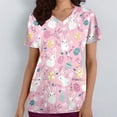 thumbnail image 2 of Easter Tshirts for Women Short Sleeve Print Scrub Tops Easter Egg Shirts V Neck Nursing Blouse with Pockets Nurse Uniform Top, 2 of 5