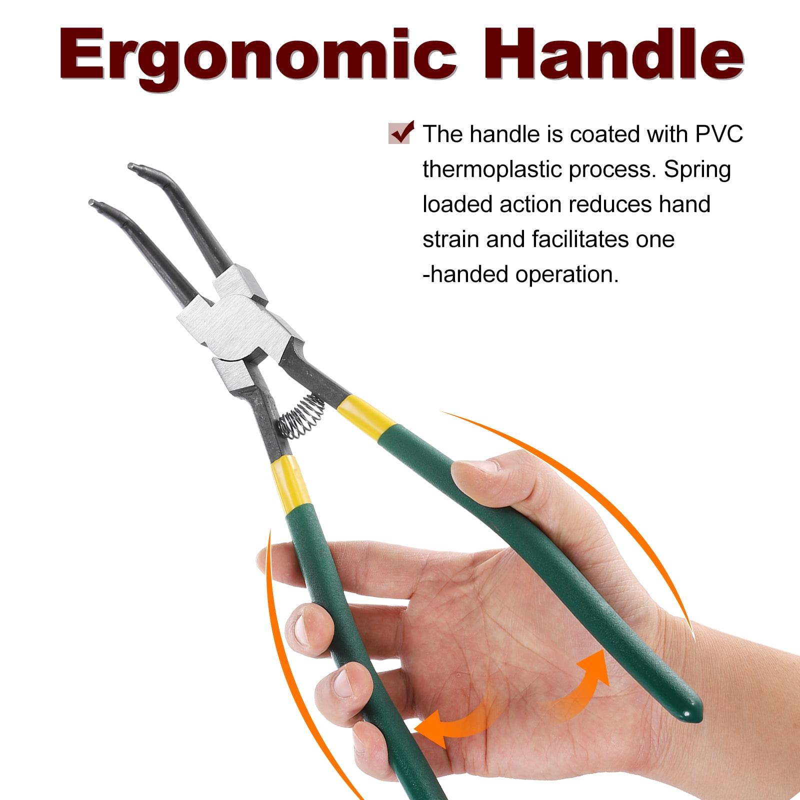 Snap Ring Plier 13" Internal Circlip Pliers with 0.12" Bent Jaw Tip for Ring Remove Retaining Pliers, Green