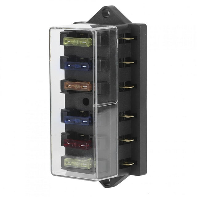 Car Fuse Holder Blade Fuse Box Fuse Block 6 Way Fuse Box 6 Way Blade Fuse Holder Box 12‑36V 6‑In‑6‑Out With 6pcs Fuse Universal Accessory For Car Truck