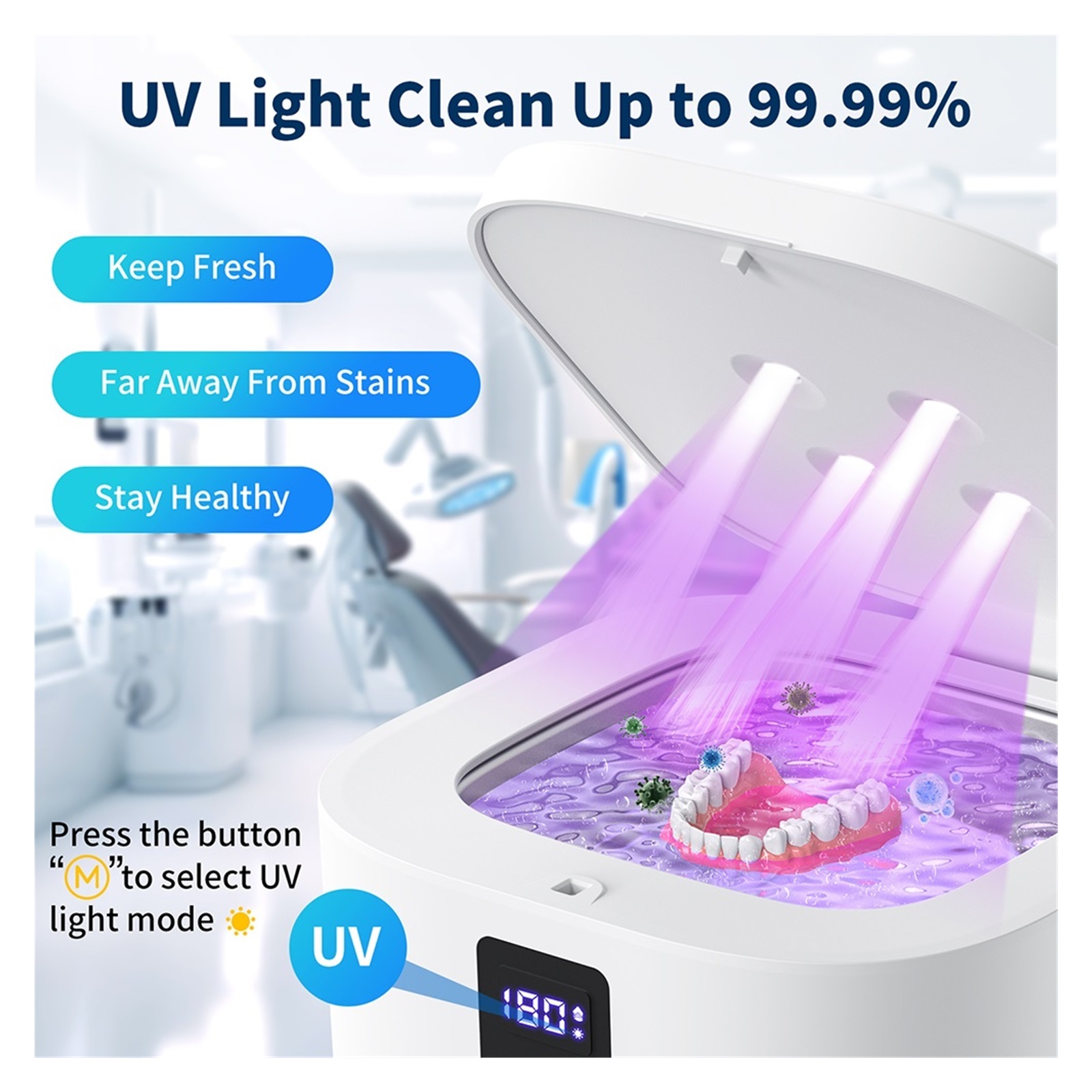 Ultrasonic Jewelry Cleaner Professional Cleaner Kit Portable Clean for Rings Dentures