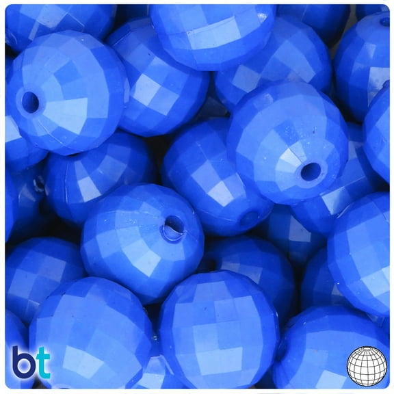 BeadTin Dark Blue Opaque 20mm Faceted Globe Plastic Beads (10pcs)