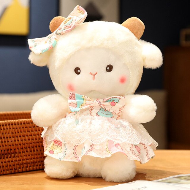 Cordero de peluche de 23/33cm, muñeco de oveja de peluche suave, vestido, Animal Kawaii, princesa, cambio de tela, regalo de alta calidad zhangyuxiang LED