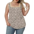 thumbnail image 2 of NISVIYA Tank-Tops for Women Summer Trendy Pleated Square Neck Tunics Casual Beige Leopard Printed Sleeveless Shirts S, 2 of 7