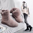 thumbnail image 4 of Botas de nieve de mujer de moda de invierno de media pantorrilla con forro polar, gruesas, cálidas, acolchadas de algodón, botas de invierno para mujer con piel integrada, 4 of 6