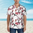thumbnail image 2 of Gukieu Cherry Blossoms Print Men's Short-sleeved Shirts, Button-down Lapel Hawaiian Shirts, T-shirts, Beach Vacation Summer Casual Wear,, 2 of 7