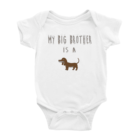 

My Big Brother Is A Dachshund Dog Cute Baby Bodysuit Boy Girl Unisex