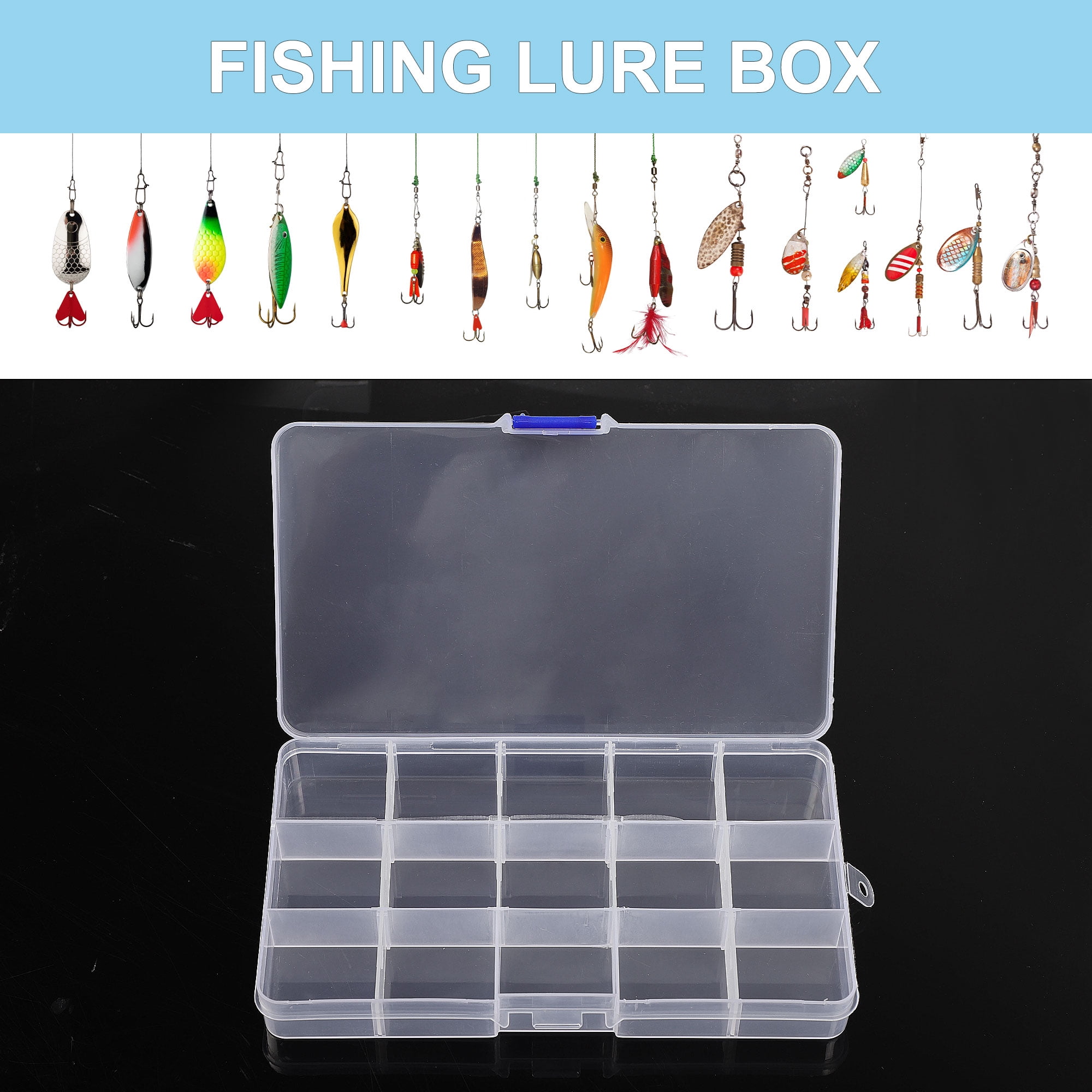 Unique Bargains 3 PCS Plastic Fishing Lure Bait Box Organizer Tackle Trays Case