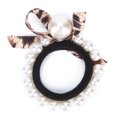 thumbnail image 1 of Coletero con lazo de perlas sintéticas para el pelo, accesorio elegante para el pelo para mujer y niña, regalo, estampado de leopardo color café, 1 of 14