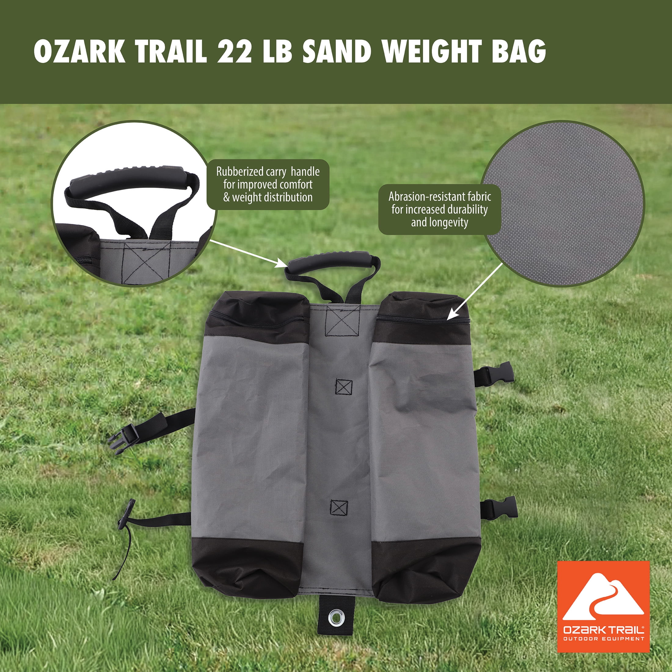 Ozark Trail 22 lb Black Sand Weight Bag Outdoor Canopy Weights, 4 Count (Unfilled, Sand Not Included)