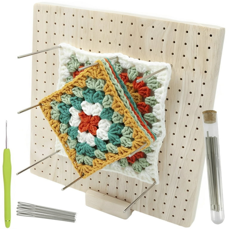 Ihvewuo Wooden Crochet Blocking Board Handcrafted Knitting Blocking Mat Set  for Knitting Needlework 