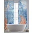 thumbnail image 5 of Sea Corals Seahorse Sheer Curtains 2 Panels Set Summer Beach Sea Stars Blue Stripes Sheer Window Curtains Light Filtering Rod Pocket Voile Drapes for Bedroom Living Room 52"X96", 5 of 8