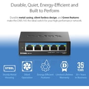 D-Link 5-Port 2.5Gb Unmanaged Gaming Switch with 5 x 2.5G - Multi-Gig, Network, Fanless, Plug & Play (DMS-105),Black