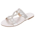 thumbnail image 1 of adviicd Sandales Femmes Confortables Sandales Plates pour Femmes à Bout Ouvert à Bride à Enfiler Sandales Confort Argent,40, 1 of 5