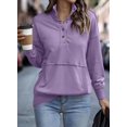 thumbnail image 2 of Sudadera SHEWIN, talla grande, cuello en V, para mujer, color morado, 2 of 5