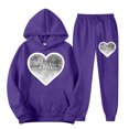 thumbnail image 3 of VBTAPA Sweatsuits for Women Set 2 Piece Jogging Outfit Fashion Heartbeat Print Hoodie Sweatshirt Jogger Sweatpants Tracksuit Y2K Streetwear Deals of Today Prime Purple L, 3 of 4