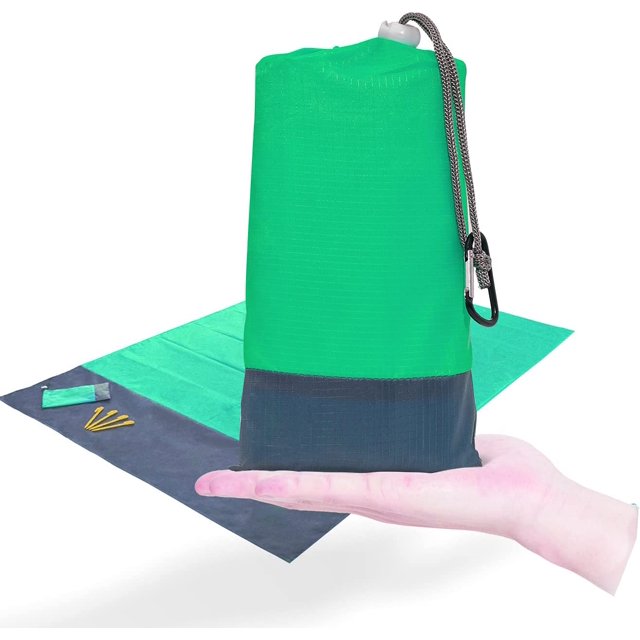 Couverture de Plage Sans Sable 78 Pouces x 55 Pouces Imperméable Tapis de Plage Extérieur, Nylon Doux Séchage, Couverture de Poche Compacte pour Camping, Randonnée, Festivals de Musique, Voyage, Lavable en Machine (Vert)