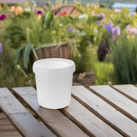 OUNONA White Plastic Bucket with Lid for Home Use Safety Seal and Spacesaving Design 1 L