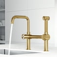 thumbnail image 3 of VIGO Cass Single-Handle High-Arc Widespread Bridge Kitchen Faucet with Pull-Out Side Sprayer in Matte Brushed Gold-VG02050MG, 3 of 17