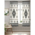 thumbnail image 2 of Gray Beige Boho Curtains 72 Inch Length, Sheer Curtains for Bedroom Living Room Window Ethnic Tribe Southwestern Vintage Rod Pocket Voile Drapes Kitchen Curtains Small Half Window 52"x72" 2 Panels, 2 of 7