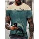 thumbnail image 3 of Camiseta con estampado gráfico de tiburón para hombre de talla grande para verano, ropa para hombre, tela de poliéster suave y ligeramente elástica, camisetas casuales y cómodas, 3 of 5