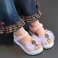 thumbnail image 4 of Xfvqtps Kids Girls Summer Princess Sandals Open Toe Lace Bow Hook and Loop Soft Thick Sole PVC Flats Shoes, 4 of 9