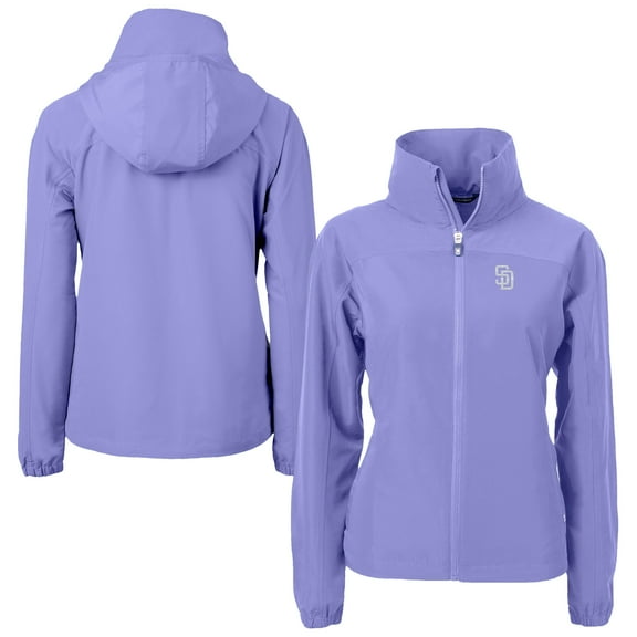 Women's Cutter & Buck Lavender San Diego Padres Charter Eco Recycled Full-Zip Jacket