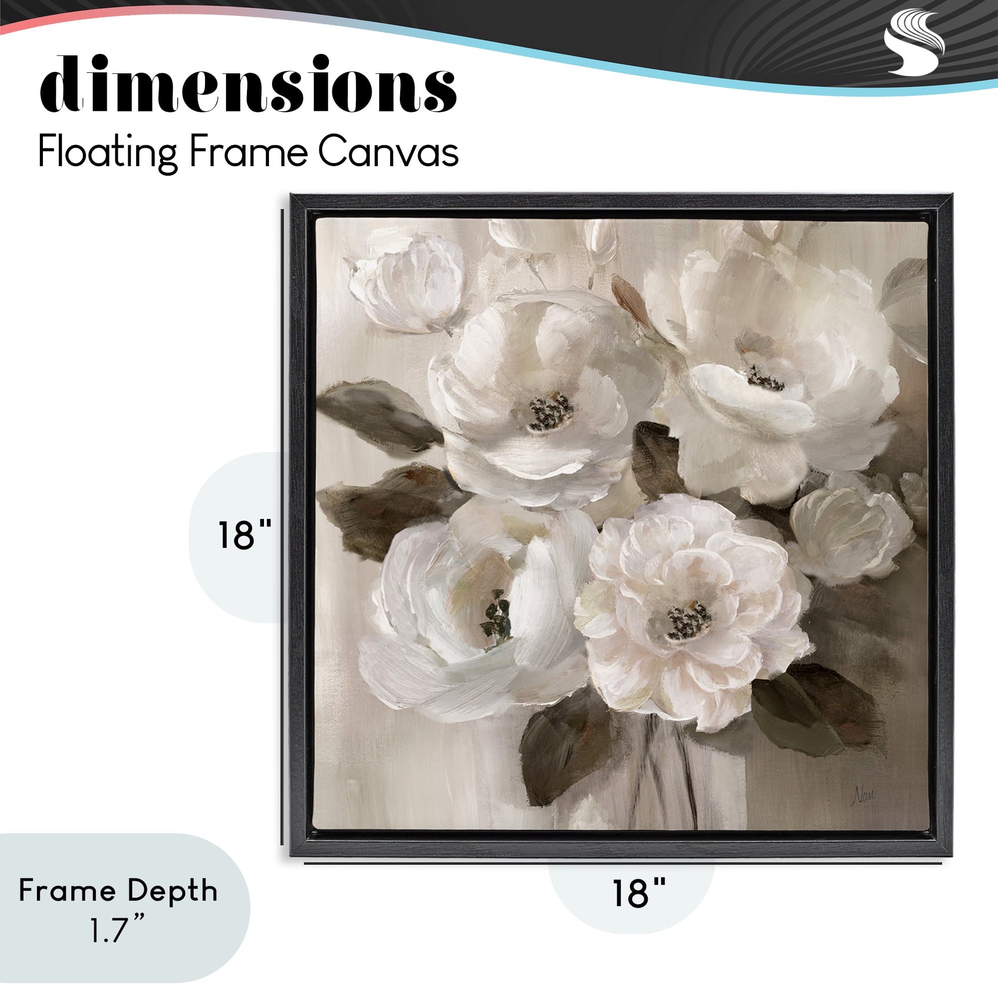Stupell Industries Ivory Flower Bushel Black Framed Floater Canvas Wall Art, design by Nan